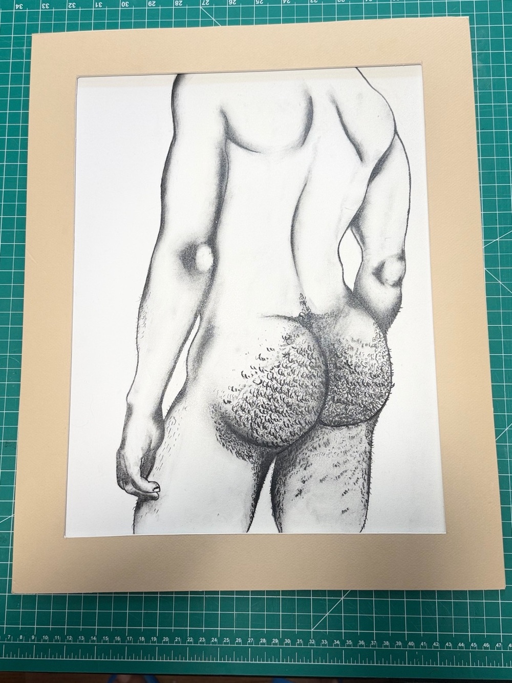 Pencil Original Charcoal Male Figure Drawing”By Camilo Santafe